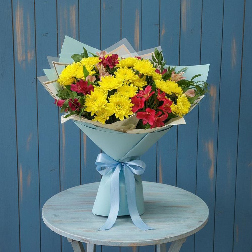 Букет цветов из: Альстромерии и Хризантемы в Дыдымкине