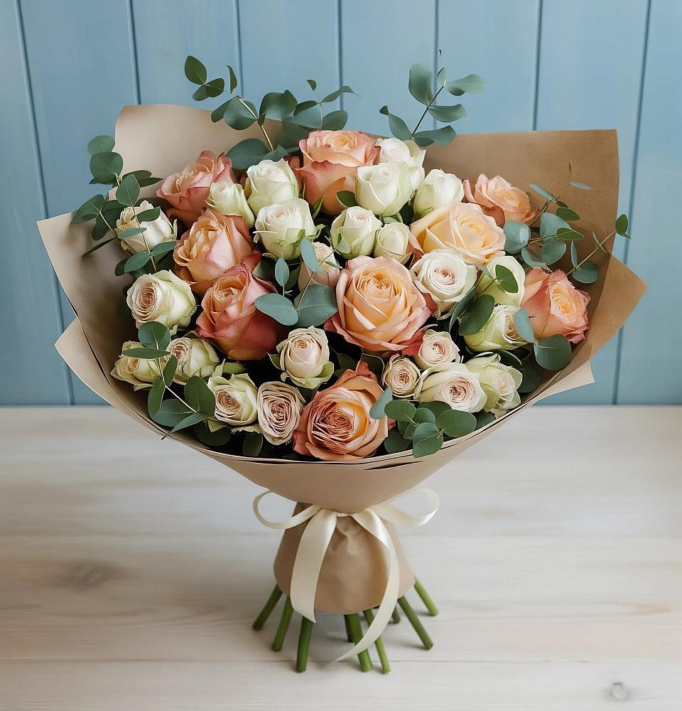 Букет цветов из: Альстромерии и Розы в Дыдымкине