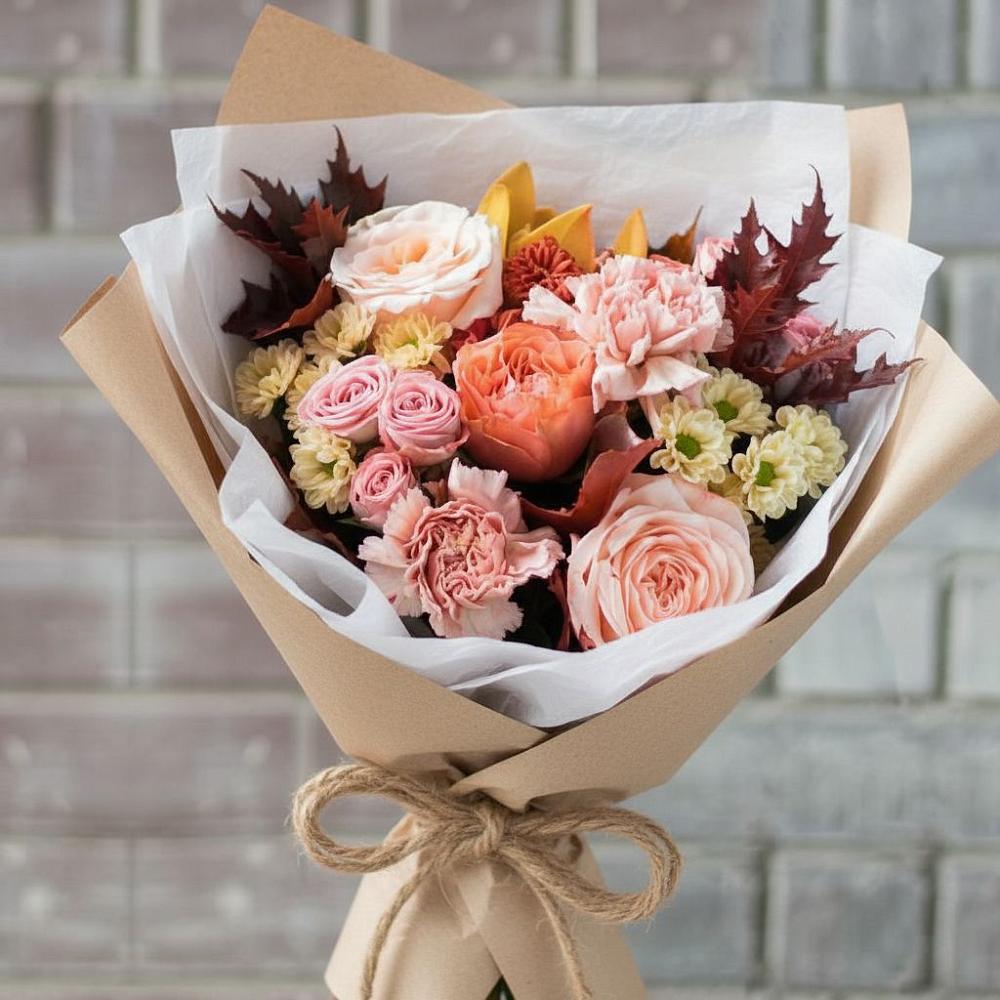 Букет цветов из: Гвоздики, Хризантемы и Розы в Дыдымкине