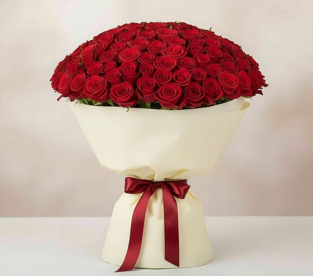 Букет 101 Красная роза Милано в Дыдымкине