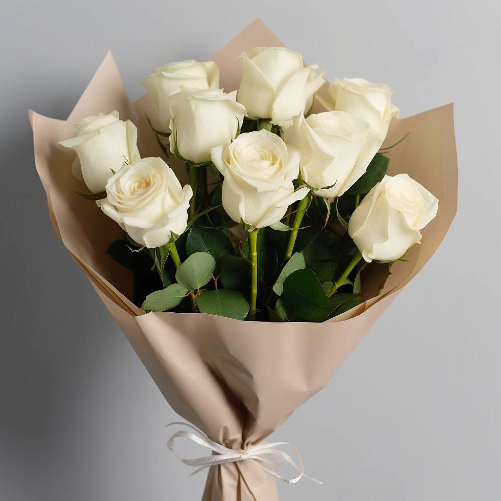 Букет 9 Белых роз Эдлесс Лав в Дыдымкине