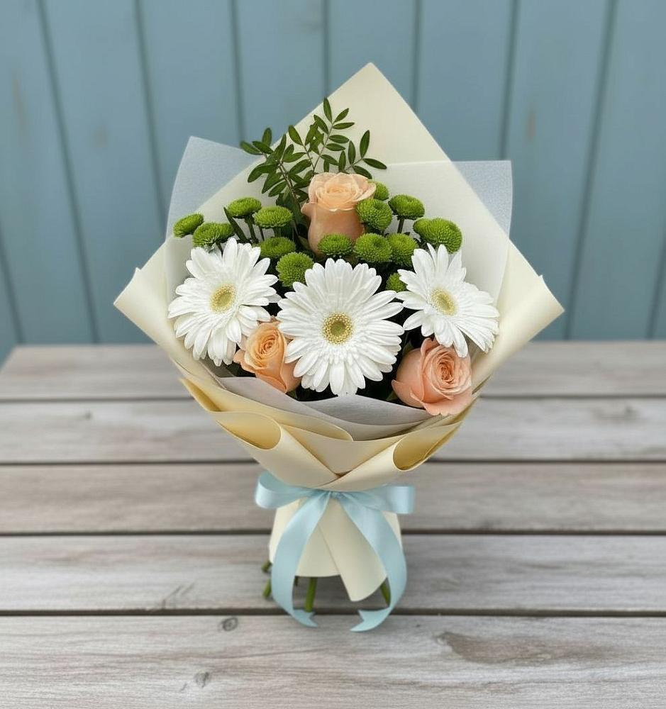 Букет цветов из: Герберы, Розы и Хризантемы в Дыдымкине