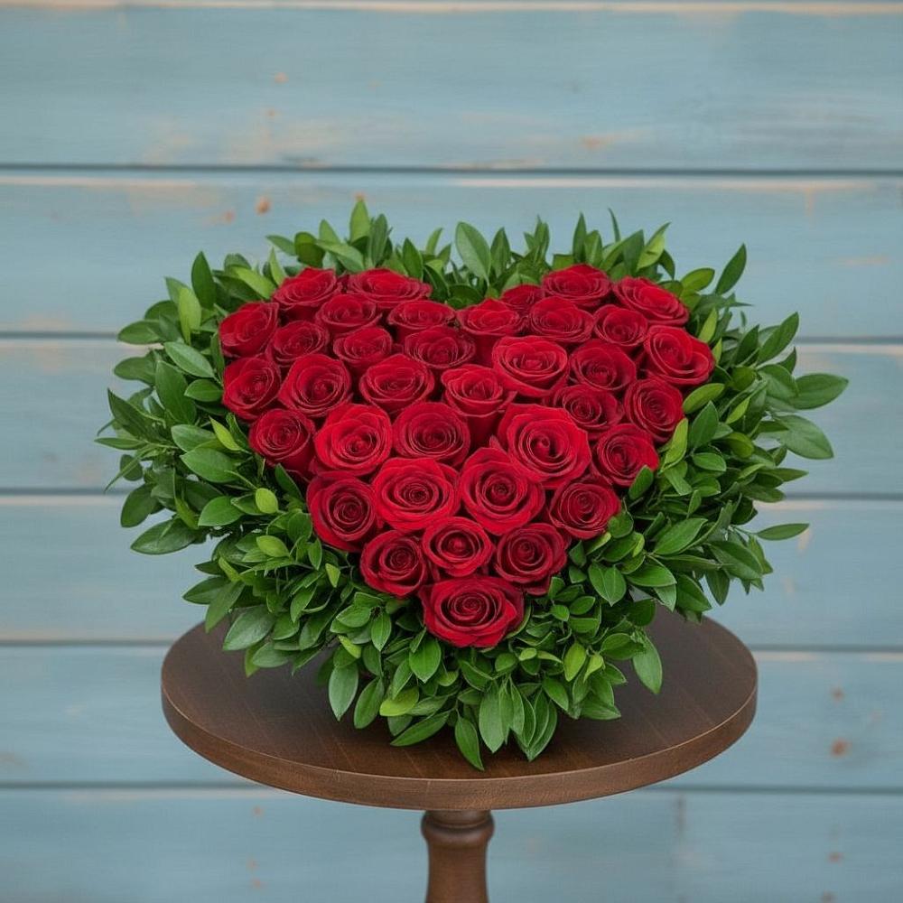 Цветочная композиция из Розы в виде сердца в Дыдымкине