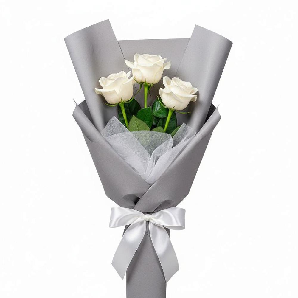 Букет 3 белые розы в Дыдымкине