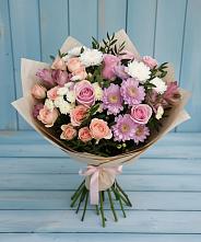 Букет цветов из:  Хризантемы, Розы и Альстромерии #REPLACE_PRED# Дыдымкине